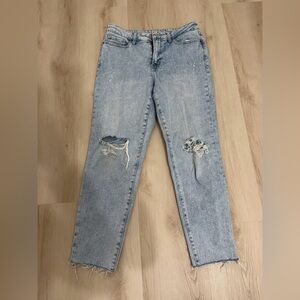 Old Navy Light Blue Distressed Straight-Leg Jeans